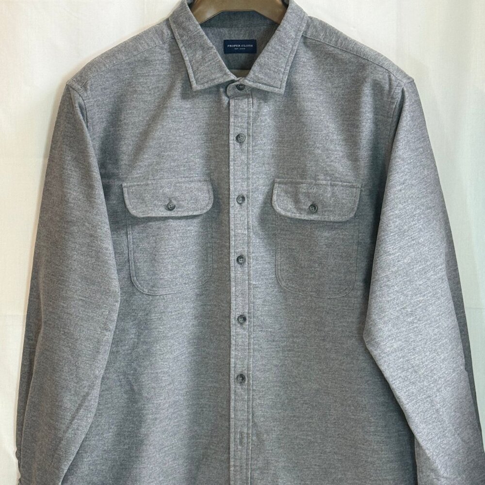 Proper Cloth Men's Button Front Long Sleeve w/ Collar Shirt - Grey - 18.5 XXL